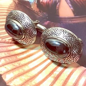 Men’s Hematite vintage silvertone cuff links nice